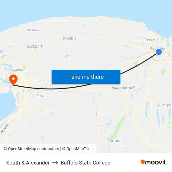South & Alexander to Buffalo State College map