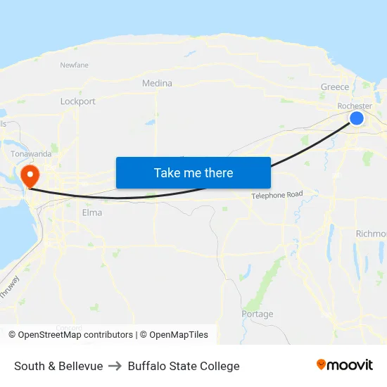 South & Bellevue to Buffalo State College map