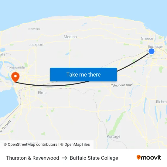 Thurston & Ravenwood to Buffalo State College map
