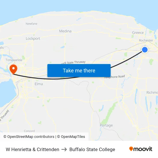 W Henrietta & Crittenden to Buffalo State College map