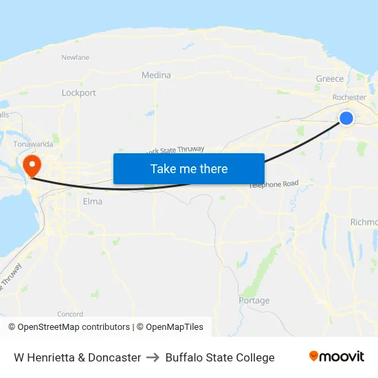 W Henrietta & Doncaster to Buffalo State College map