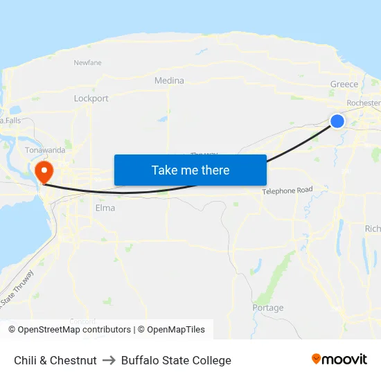 Chili & Chestnut to Buffalo State College map