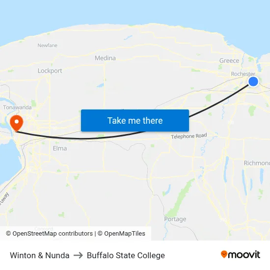 Winton & Nunda to Buffalo State College map