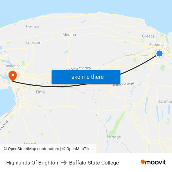 Highlands Of Brighton to Buffalo State College map