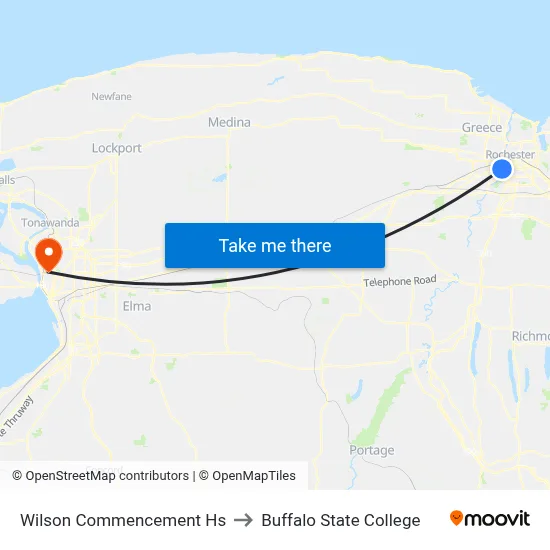 Wilson Commencement Hs to Buffalo State College map