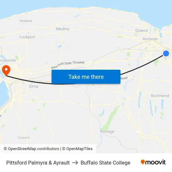 Pittsford Palmyra & Ayrault to Buffalo State College map
