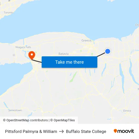 Pittsford Palmyra & William to Buffalo State College map