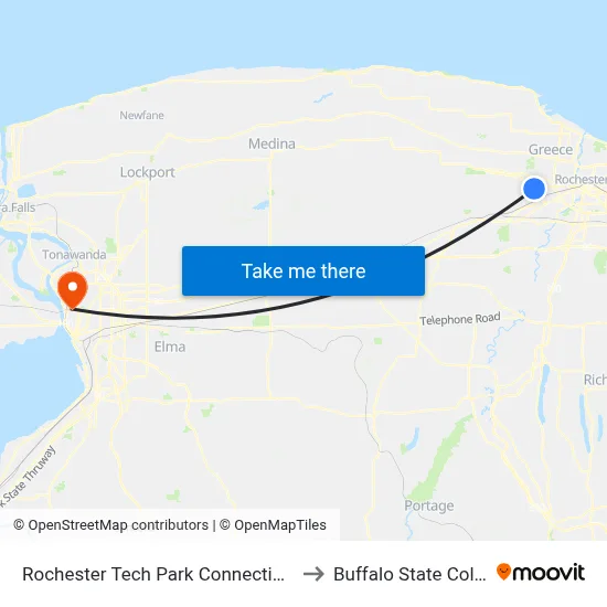 Rochester Tech Park Connection Hub to Buffalo State College map