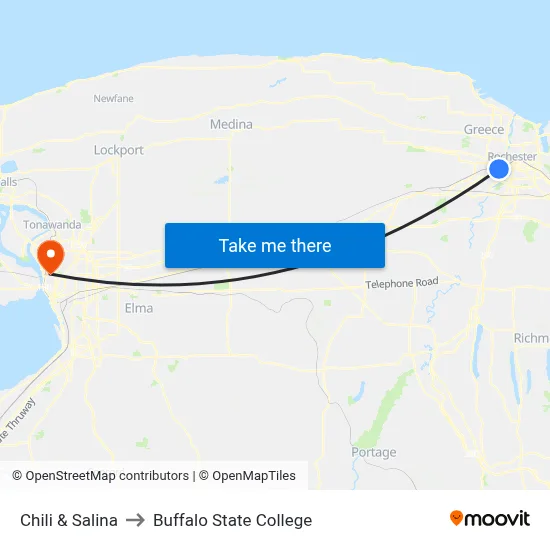 Chili & Salina to Buffalo State College map