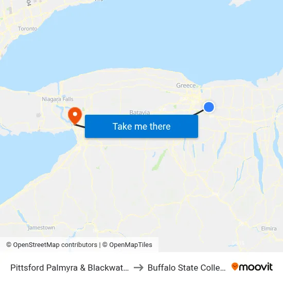 Pittsford Palmyra & Blackwatch to Buffalo State College map