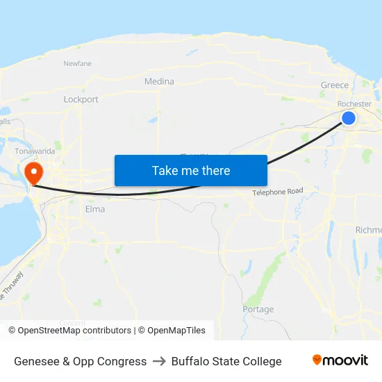 Genesee & Opp Congress to Buffalo State College map