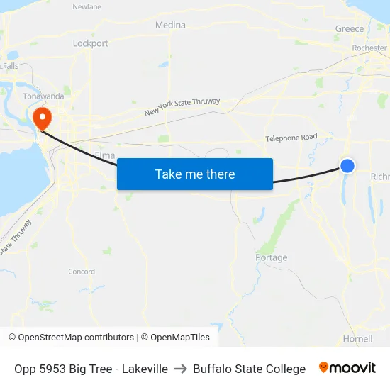 Opp 5953 Big Tree - Lakeville to Buffalo State College map