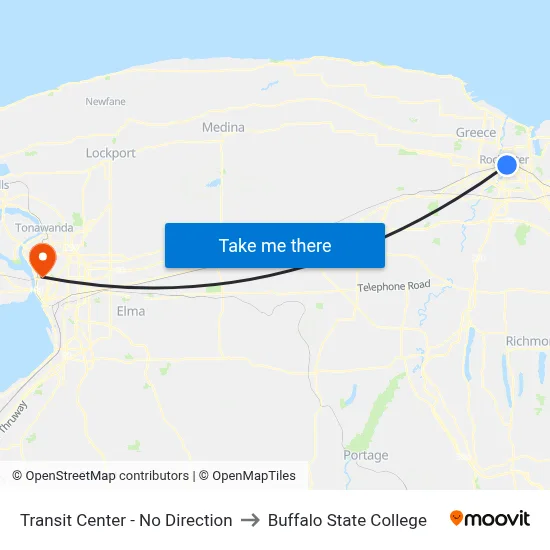 Transit Center  - No Direction to Buffalo State College map