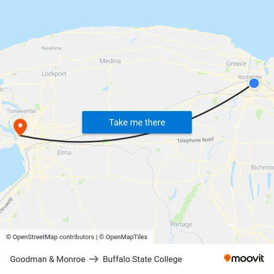 Goodman & Monroe to Buffalo State College map