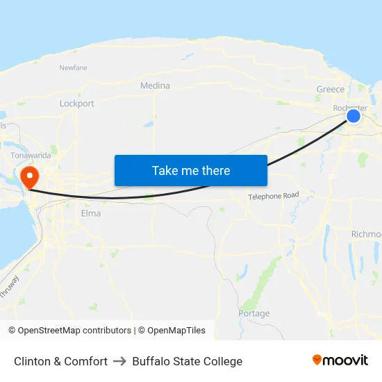 Clinton & Comfort to Buffalo State College map