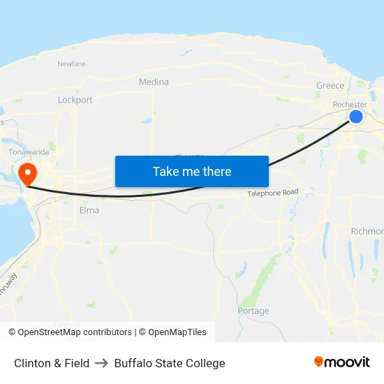 Clinton & Field to Buffalo State College map