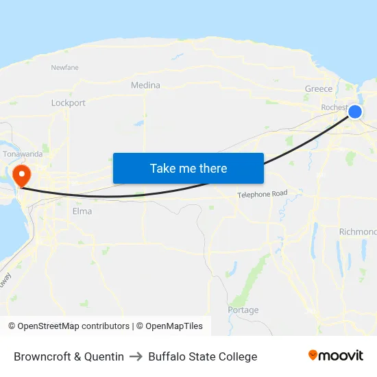 Browncroft & Quentin to Buffalo State College map