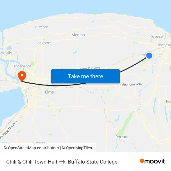 Chili & Chili Town Hall to Buffalo State College map