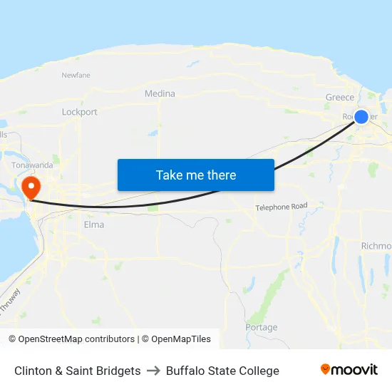 Clinton & Saint Bridgets to Buffalo State College map