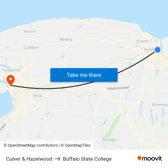 Culver & Hazelwood to Buffalo State College map
