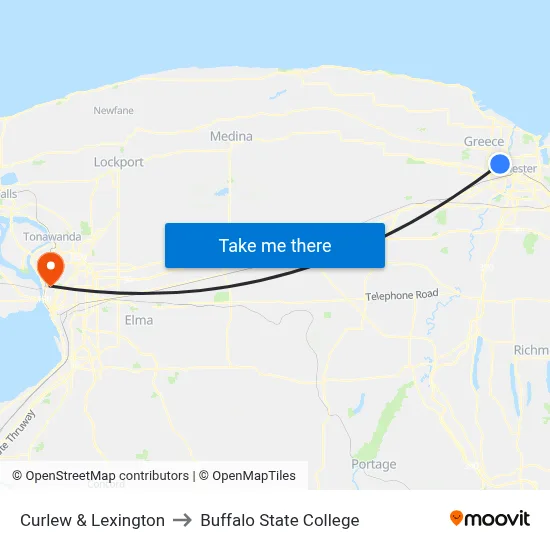 Curlew & Lexington to Buffalo State College map