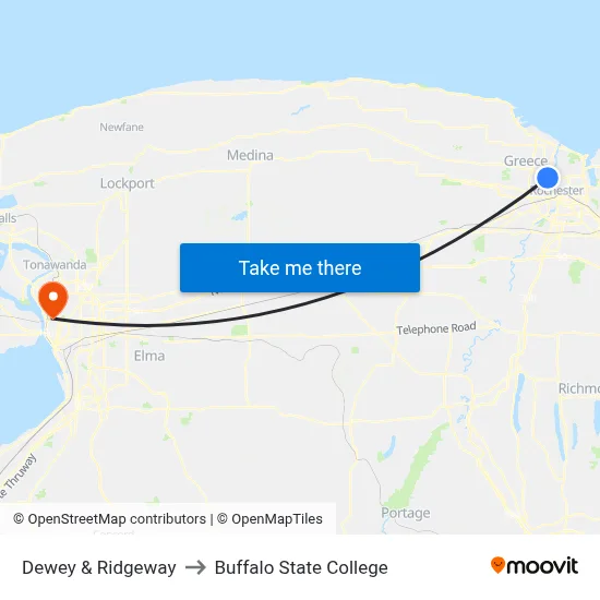 Dewey & Ridgeway to Buffalo State College map