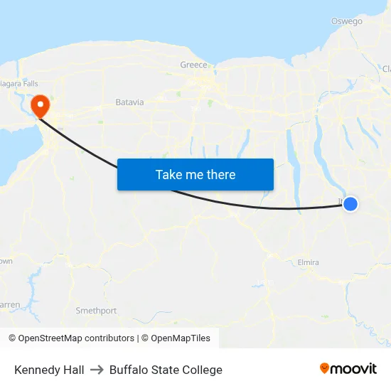 Kennedy Hall to Buffalo State College map