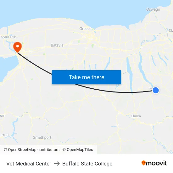 Vet Medical Center to Buffalo State College map