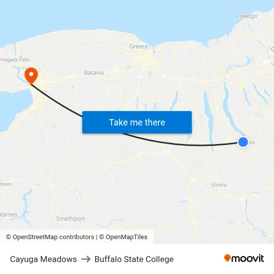 Cayuga Meadows to Buffalo State College map