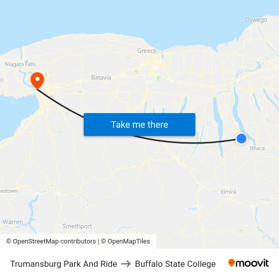 Trumansburg Park And Ride to Buffalo State College map