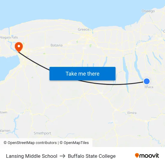 Lansing Middle School to Buffalo State College map