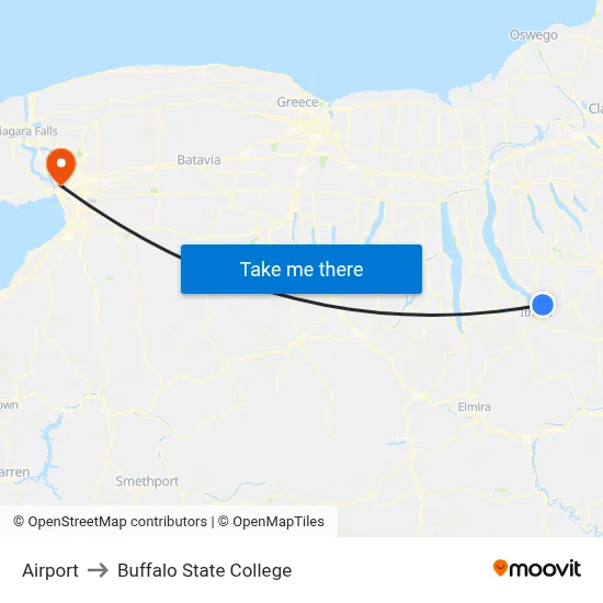 Airport to Buffalo State College map