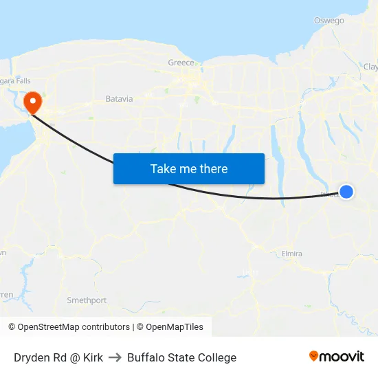 Dryden Rd @ Kirk to Buffalo State College map