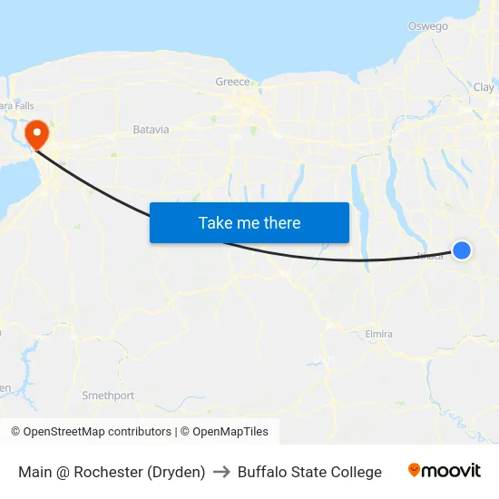 Main @ Rochester (Dryden) to Buffalo State College map