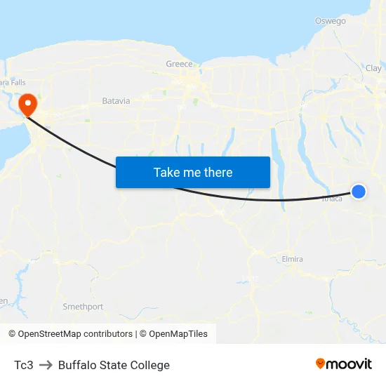 Tc3 to Buffalo State College map