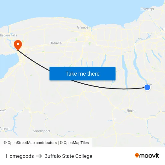 Homegoods to Buffalo State College map