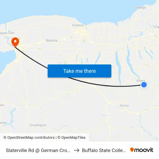 Slaterville Rd @ German Cross to Buffalo State College map