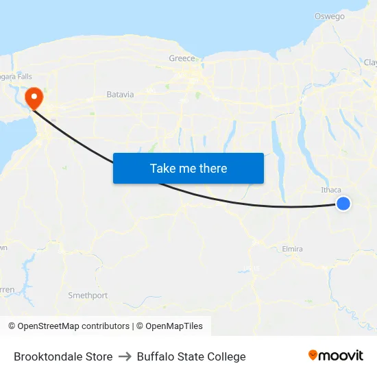 Brooktondale Store to Buffalo State College map