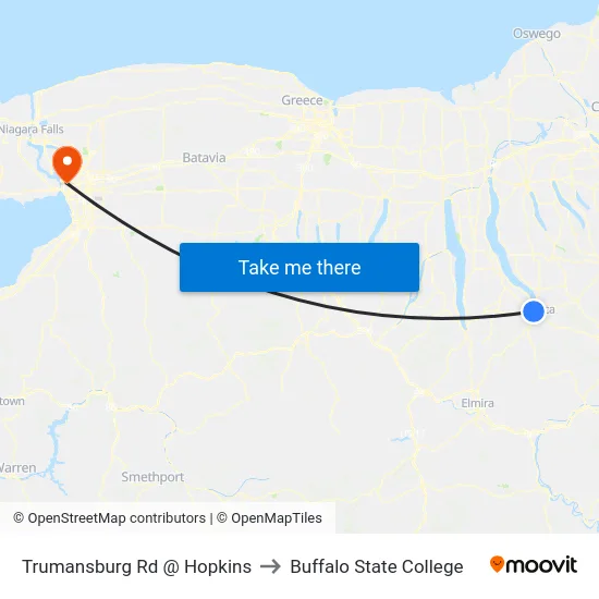 Trumansburg Rd @ Hopkins to Buffalo State College map