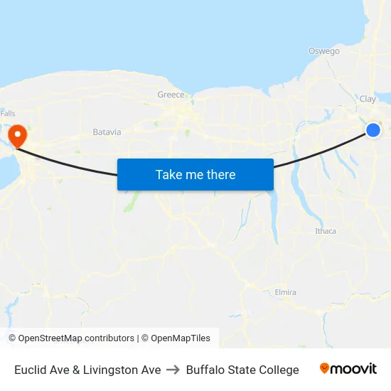 Euclid Ave & Livingston Ave to Buffalo State College map