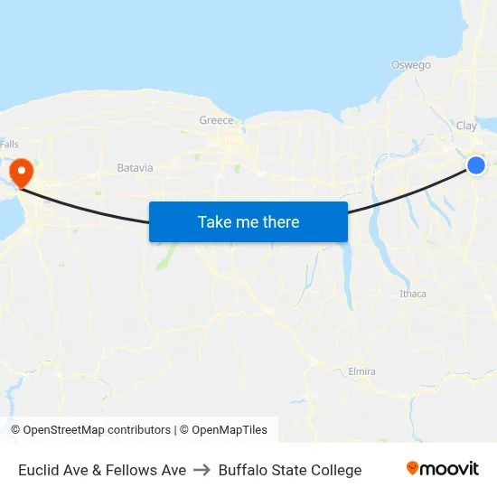 Euclid Ave & Fellows Ave to Buffalo State College map