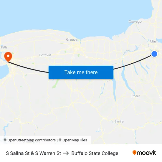 S Salina St & S Warren St to Buffalo State College map