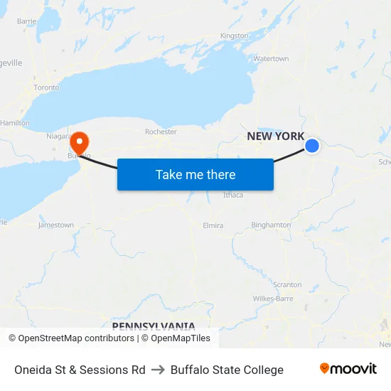 Oneida St & Sessions Rd to Buffalo State College map