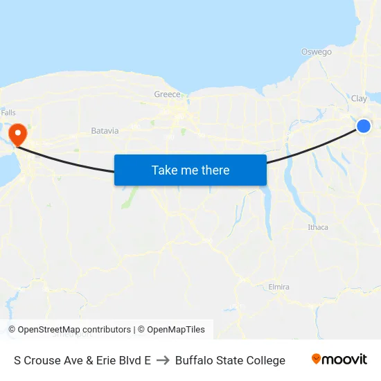 S Crouse Ave & Erie Blvd E to Buffalo State College map