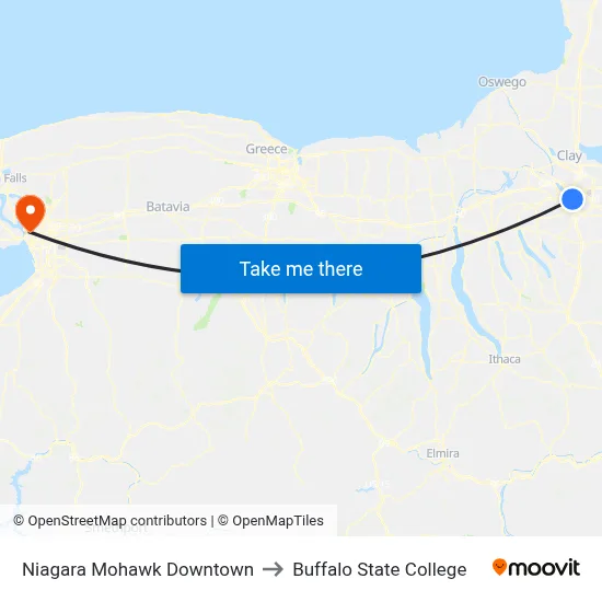 Niagara Mohawk Downtown to Buffalo State College map