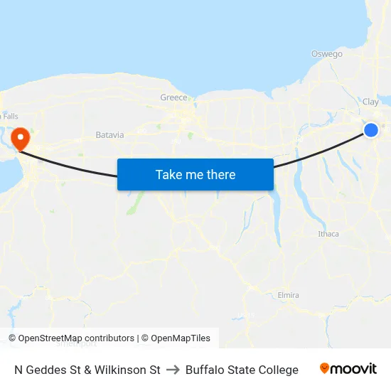 N Geddes St & Wilkinson St to Buffalo State College map