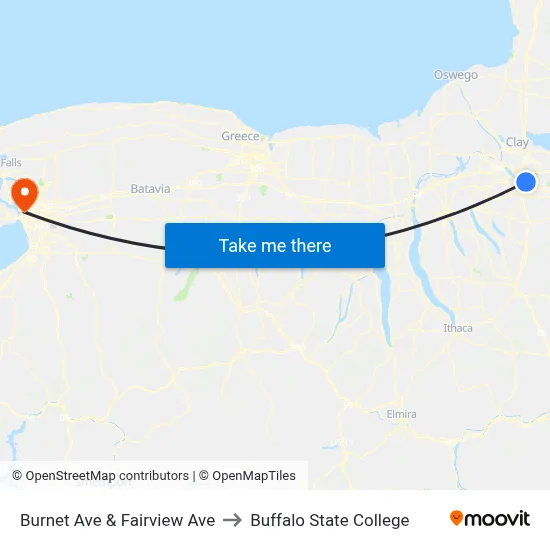 Burnet Ave & Fairview Ave to Buffalo State College map