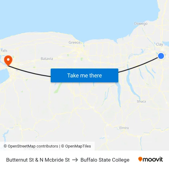 Butternut St & N Mcbride St to Buffalo State College map