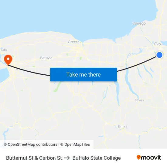 Butternut St & Carbon St to Buffalo State College map