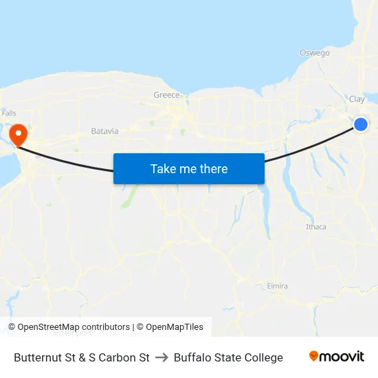 Butternut St & S Carbon St to Buffalo State College map